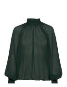 Esme High Collar Structured Blouse Bubbleroom Green