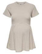 Olmmalaya S/S O-Neck Top Jrs Only Maternity Beige