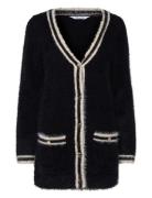 Contrast Fluffy Knitted Cardigan Bubbleroom Black