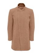 Onsjustin Highneck Wool Coat Otw Cs ONLY & SONS Beige