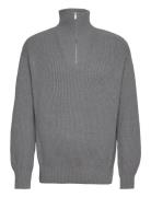 Slhdry Ls Knit Relaxed Half Zip Selected Homme Grey