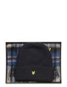 Checked Lambswool Scarf And Beanie Set Lyle & Scott Navy