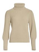 Vilou New Rollneck L/S Knit Top - Noos Vila Beige