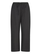 Trousers Bella Linen Cropped Lindex Black