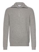 Man Chunky Rib Half Zip Davida Cashmere Grey