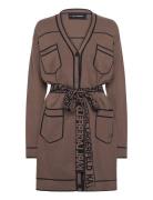 Branded Belted Cardigan Karl Lagerfeld Brown