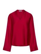 Nina V-Neck Silk Blouse Ahlvar Gallery Red