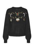 Vmnewgarland Ls O-Neck Pull. Xmas Vero Moda Black