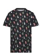 Jjxmas Merry Aop Tee Ss Crew Neck Jnr Jack & J S Black