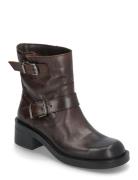 Biaharper Mid Calf Biker Boot Pull Up Leather Bianco Brown