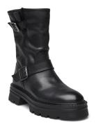 Biamella Pull On Buckle Boot Smooth Leather Bianco Black