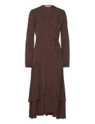 Viscose Jacquard Midi Wrap Dress Scotch & Soda Brown