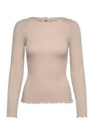 Rmwbalta Modal Ls Boatneck Blouse RM By Rosemunde Beige