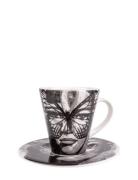 Espressocup With Saucer Golden Butterfly B & W Carolina Gynning Black