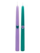 Tough Love Green/Purple Candle Set Of 2 Anna + Nina Patterned