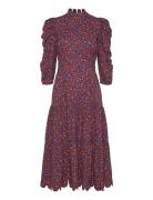 Printed Maxi Dress With Waist Focus Stella Nova Burgundy