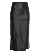 Dante Vegan Leather Midi Skirt Bardot Black