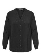 Carjosee Metta Life L/S V-Neck Shirt Wvn ONLY Carmakoma Black