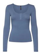 Top Ls Rib Placket Hunkemöller Blue