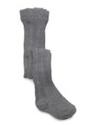 Cable Knitted Stockings Grey Melange Geggamoja Grey