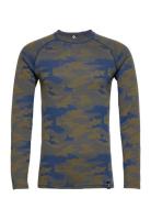 Camo Merino Wool Crew Bula Blue