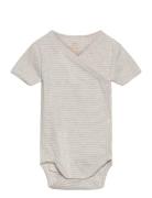 Baby Striped Wrap Body W. Short Sleeve Copenhagen Colors Grey