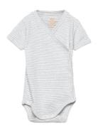 Baby Striped Wrap Body W. Short Sleeve Copenhagen Colors Blue