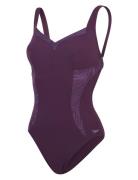 Womens Speedo Shaping Printed Panel 1 Piece Lunael Speedo Purple