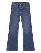 Flared Jeans With Opening Mango Blue