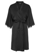 Pcanovi 3/4 Satin Night Kimono Pieces Black