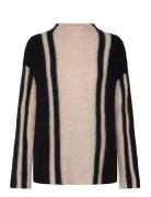 Slflulu Ls Knit Vertical High Neck Selected Femme Beige