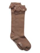 Knee Sock W. Lace Minymo Brown