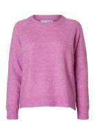 Slflulu Ls Knit O-Neck Noos Selected Femme Pink