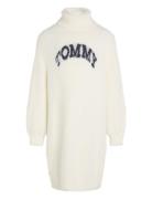 Tommy Turtleneck Fluffy Dress Ls Tommy Hilfiger White