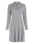 Soft Wool Cable Polo Swt Dress Tommy Hilfiger Grey