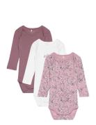 Nbfbody 3P Ls Grape Flower Noos Name It Pink