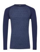 Geo Merino Wool Crew Bula Navy