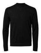 Slhtray Ls Knit Merino Mock Neck Noos Selected Homme Black