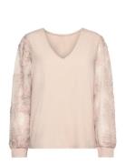 Vmemmaly Ls V- Neck 2-Way Top Jrs Ga Vero Moda Cream