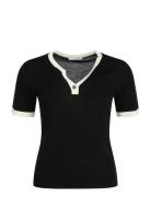 Merino Wool Short Sleeve Knit Top, Kendra 2 Ivo Nikkolo Black