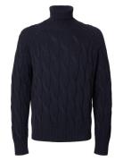 Slhcallo Ls Knit Relaxed Cable Roll Neck Selected Homme Navy