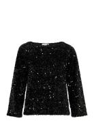 Vifaith Boat Neck L/S Sequin Top/Vol Vila Black