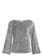 Vifaith Boat Neck L/S Sequin Top/Vol Vila Silver