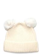 Beanie With Fur-Effect Earmuffs And Pom-Pom Mango Cream