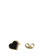 Earring Stud Enamel Heart Design Letters Gold