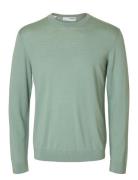 Slhtray Ls Knit Merino Crew Neck Noos Selected Homme Green