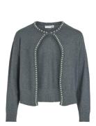 Vizafina L/S O-Neck Pearl Knit Cardi/1 Vila Grey