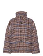 Checked Cropped Wool Jacket GANT Brown