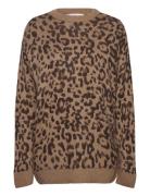 Leopard-Print Sweater With Contrasting Trims Mango Brown