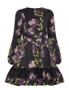 Jasmine Printed Ruffled Mini Dress Malina Black